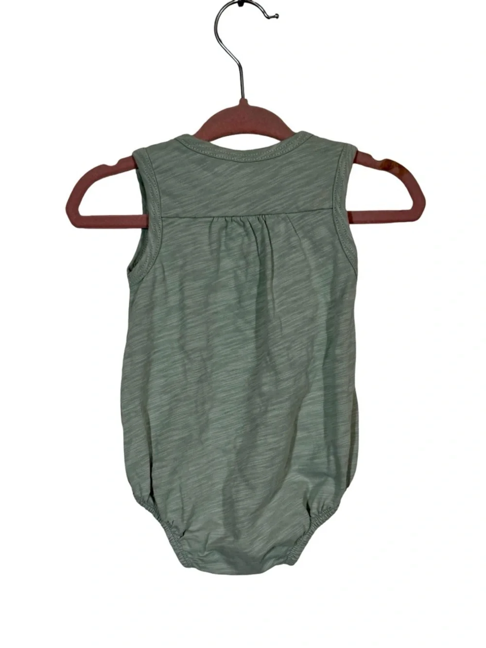Tane Organic Flamé Sleeveless Henley Romper Seafoam 3-6 months-Still Full Price